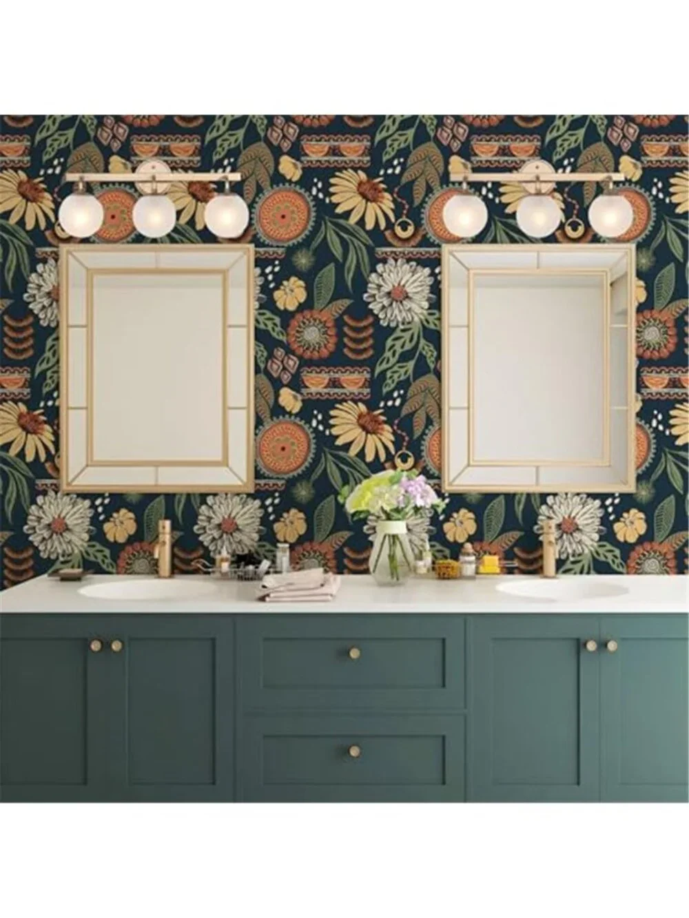 Blue Boho Floral Peel Stick Wallpaper Botanical Removable Contact Paper